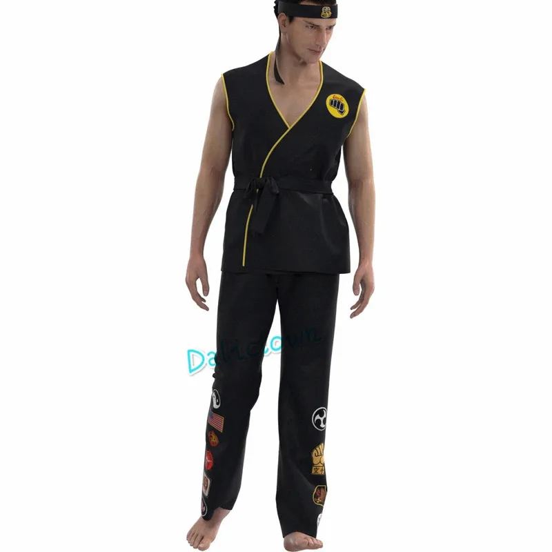 ❤The Karate Kid Daniel LaRusso Johnny Lawrence Black Karate Uniform Headband Cobra Kai Cosplay Costume For Kids Child Adult★❤★ view 5