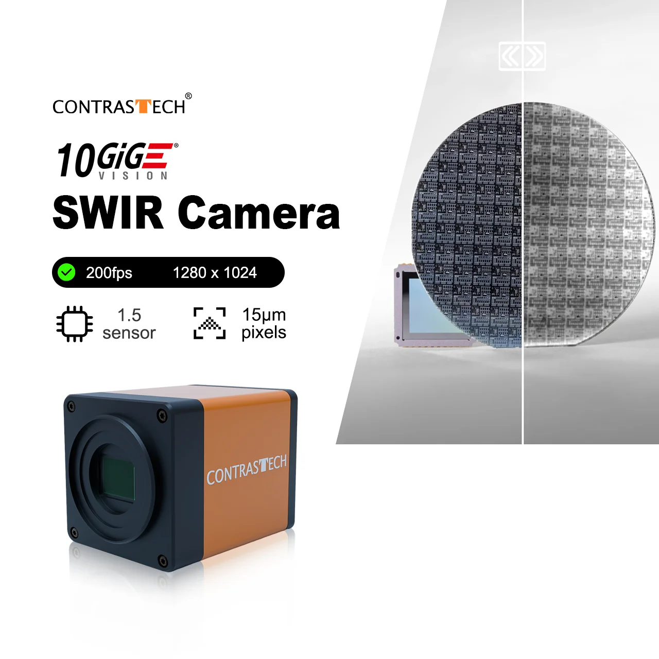 High-Sensitivity SWIR Area Scan Camera with 900-1700nm InGaAs Sensor and 1.3 MP Resolution IBoostX-200TGSW130M-HP-M42