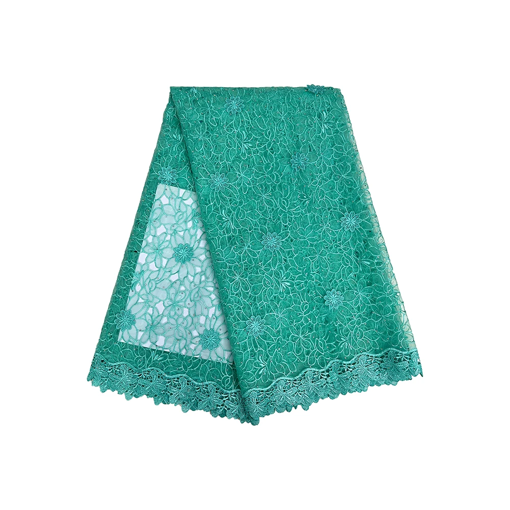 

Latest Damask Cotton Lace Fabric Embroidery Diamonds Shiny Lace 5 Yards High Quality Wedding Dresses Latest Tissue Cord Lace