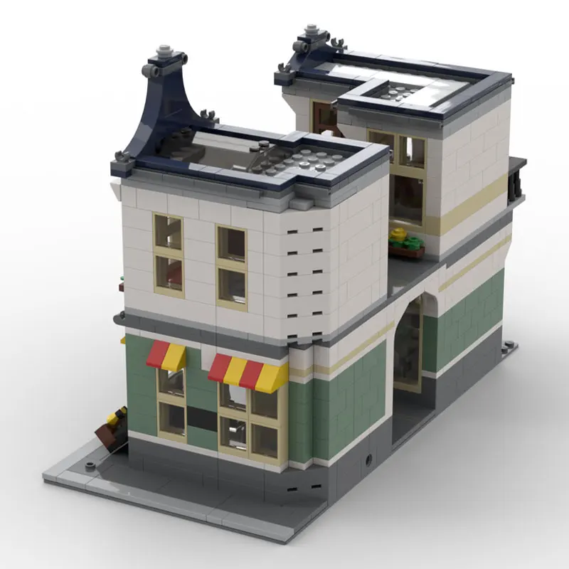 945PCS MOC- 203039   모듈 형 장난감 및 식료품 점 새로운 도시 뜨거운 판매 스트리트 뷰 MOC 빌딩 블록 DIY 크리 에이 티브 아이디어 어린이 장난감