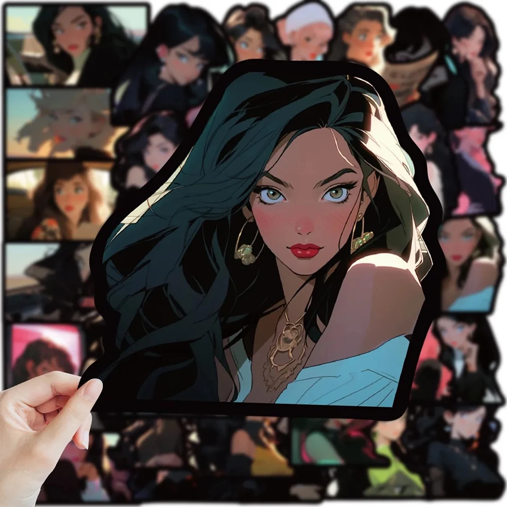 

10/30/60pcs Vintage VSCO Anime Girls Stickers Aesthetic Decals Waterproof Decorative Laptop Diary Kawaii Retro Sticker for Kids