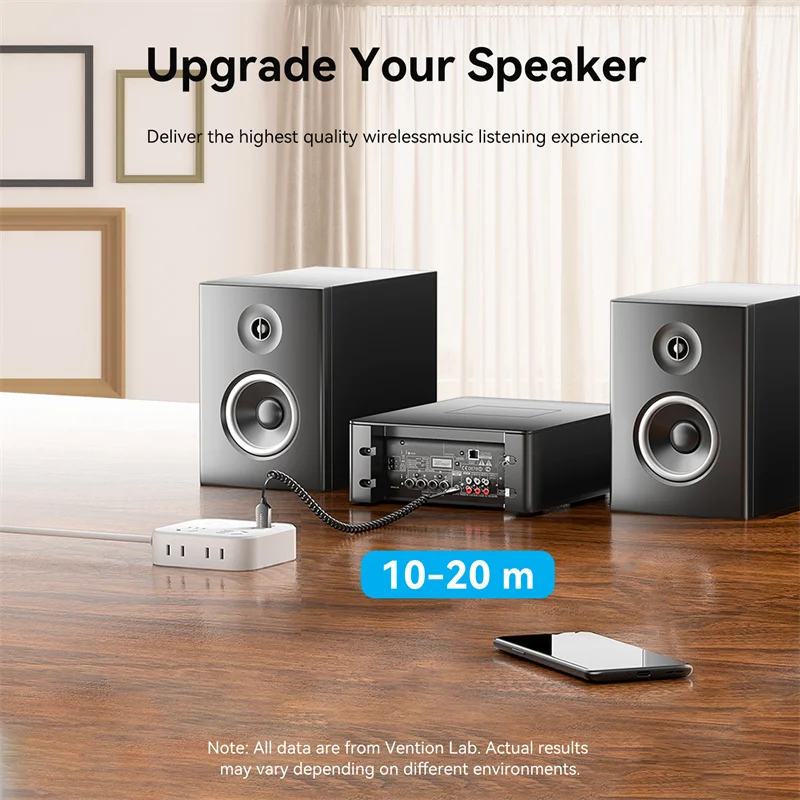 Vention Adattatore Aux Bluetooth 5.4 Ricevitore Bluetooth per auto wireless da USB a jack da 3,5 mm Audio Musica Microfono Vivavoce per altoparlante per auto