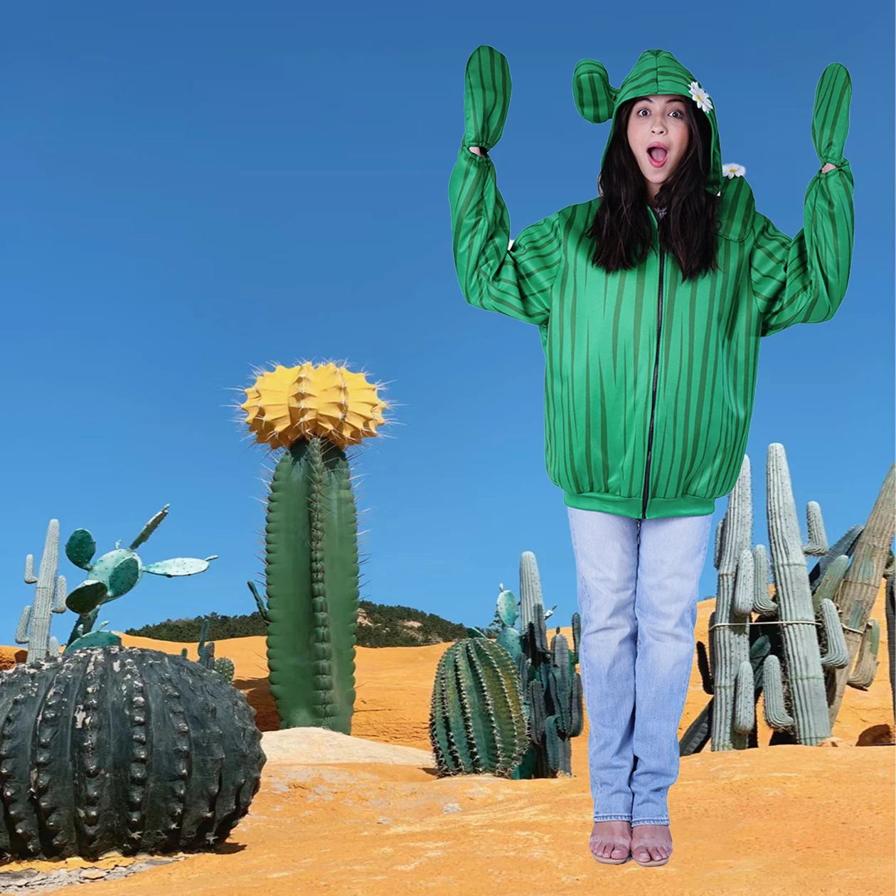 Women Cactus Tops Halloween Costumes for Women Role Playing Green Cactus Potted Plants Outfits Fancy Dress Up