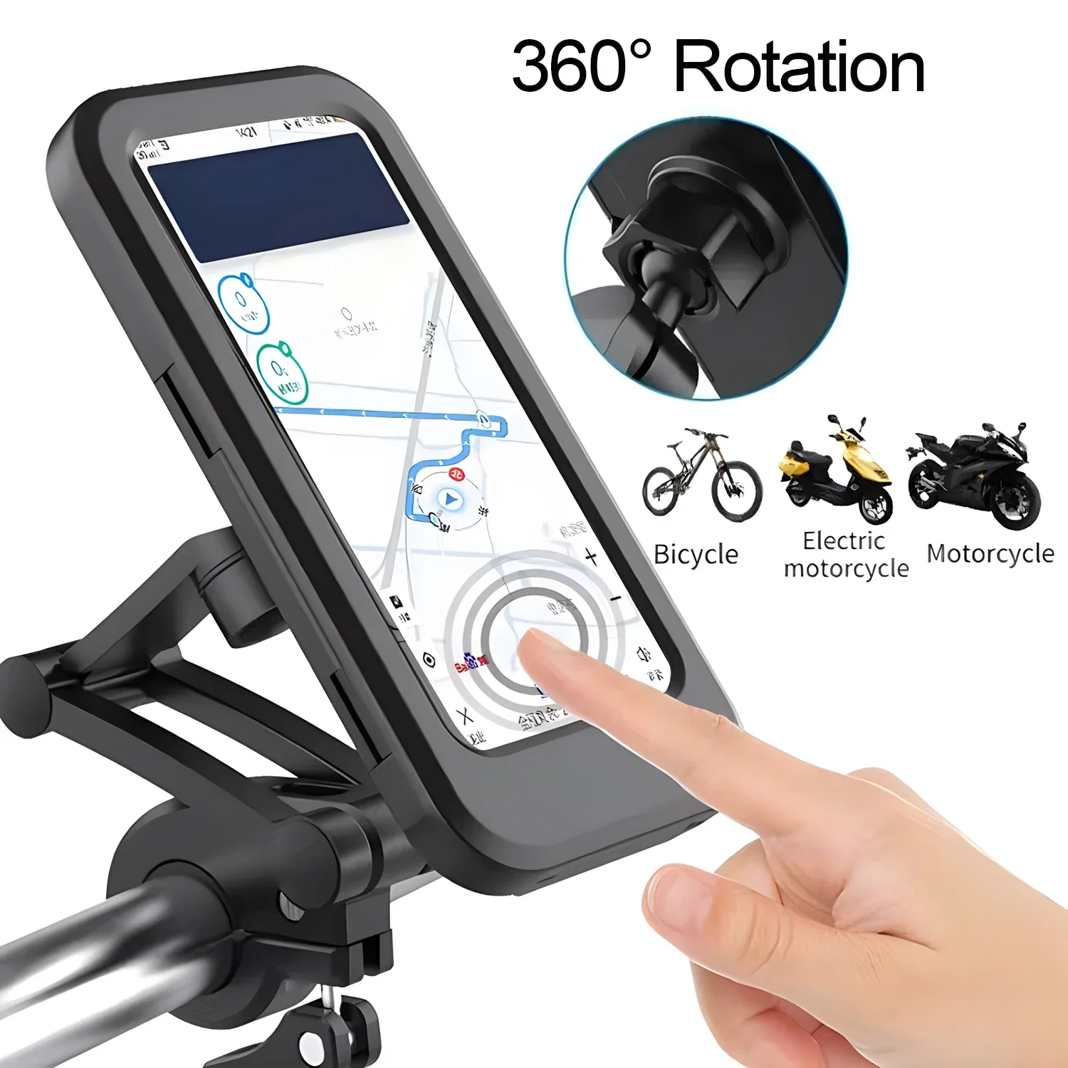 

Bicycle Phone Holder Waterproof Phone Box Touch Screen Cases Bike Motor Motorcycle Handlebar Cellphones GPS Stand Rotate Fold