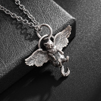 Classic Retro Silver Plated Cute Pet Wing Cat Pendant Necklace for Men Women Fashion Personalized Clavicle Chain Jewelry Gifts