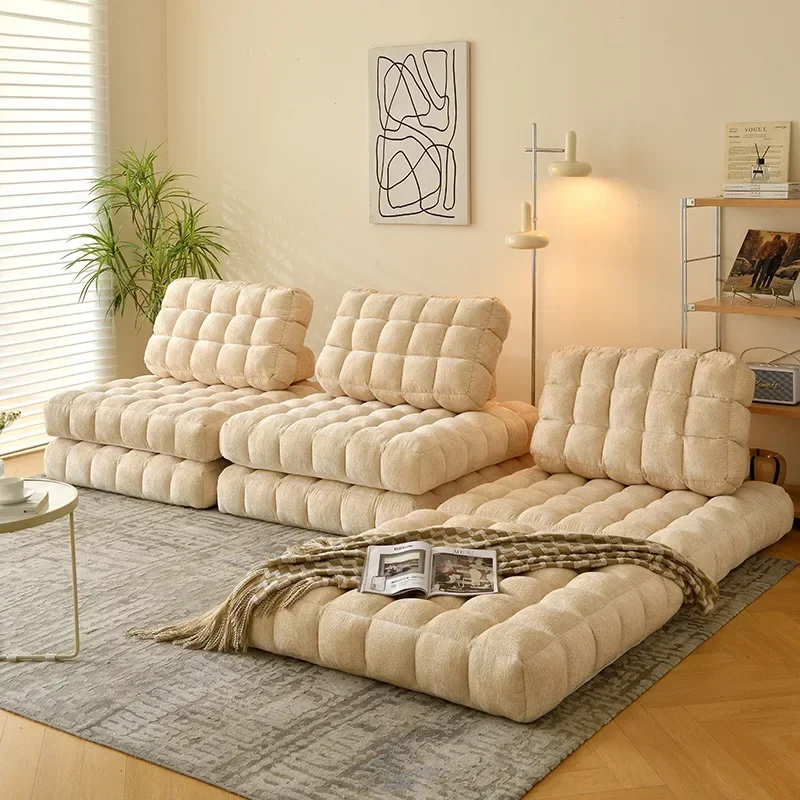 Living Room Furniture Single Sofa Tatami Cream Style Fabric Home Single Living Room Combination Square Module Sofa Muebles