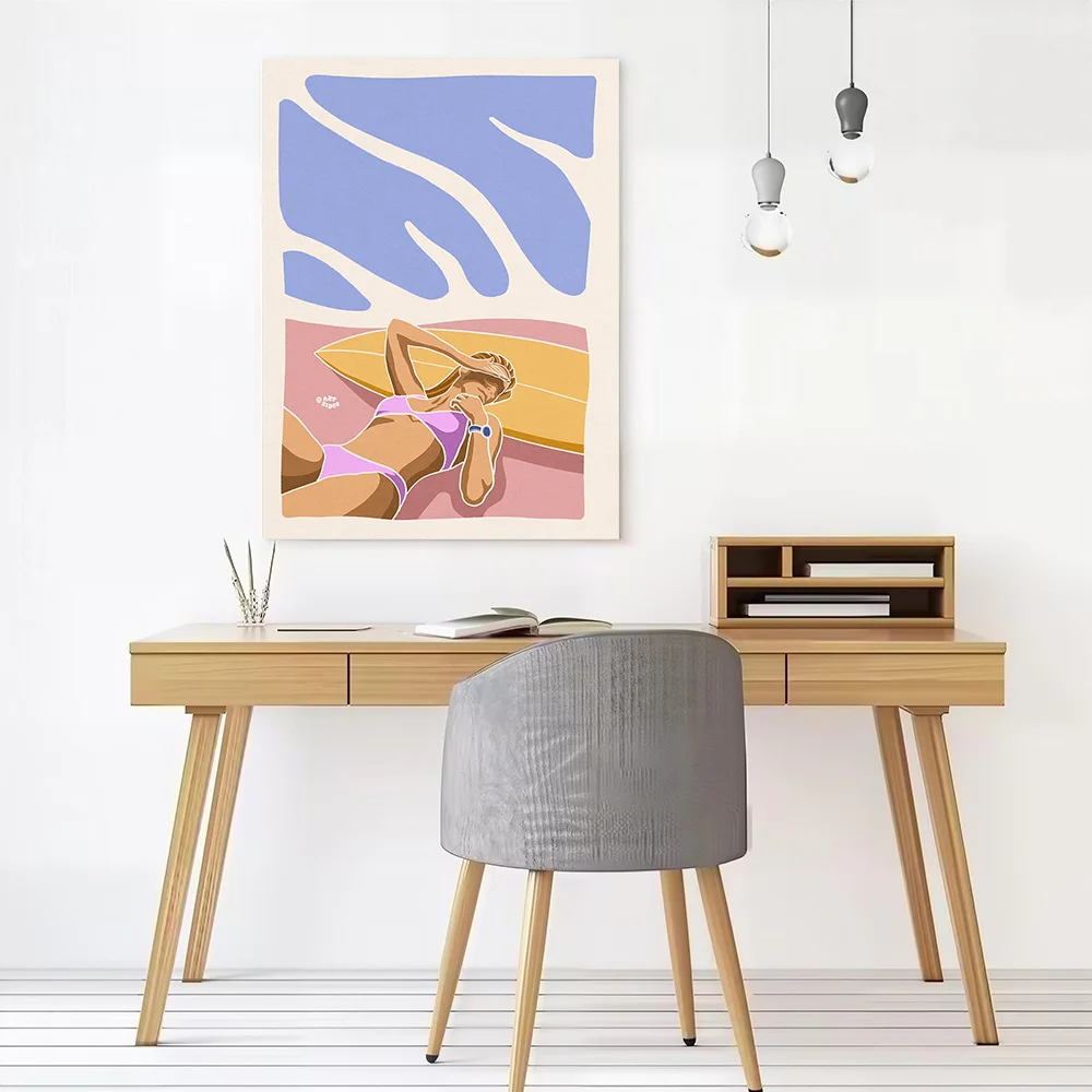 Surf Girl Day Canvas Poster Customizable Printed Canvas Painting Wall Art for Fans Modern Living Room Pictures Gamer Decoration