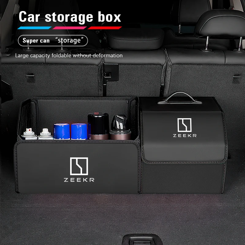 Car Trunk Storage Box Folding Waterproof Leather Storage Bag Auto Accessories For Zeekr 001 009 007 Zeekr X