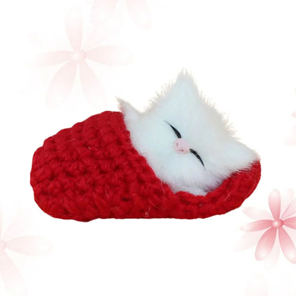 Realistic Sleeping In Slipper Mini Kitten Shoe Decor Mini Kitten In Shoe Handheld For Christmas Wedding Party Kids Gift Red