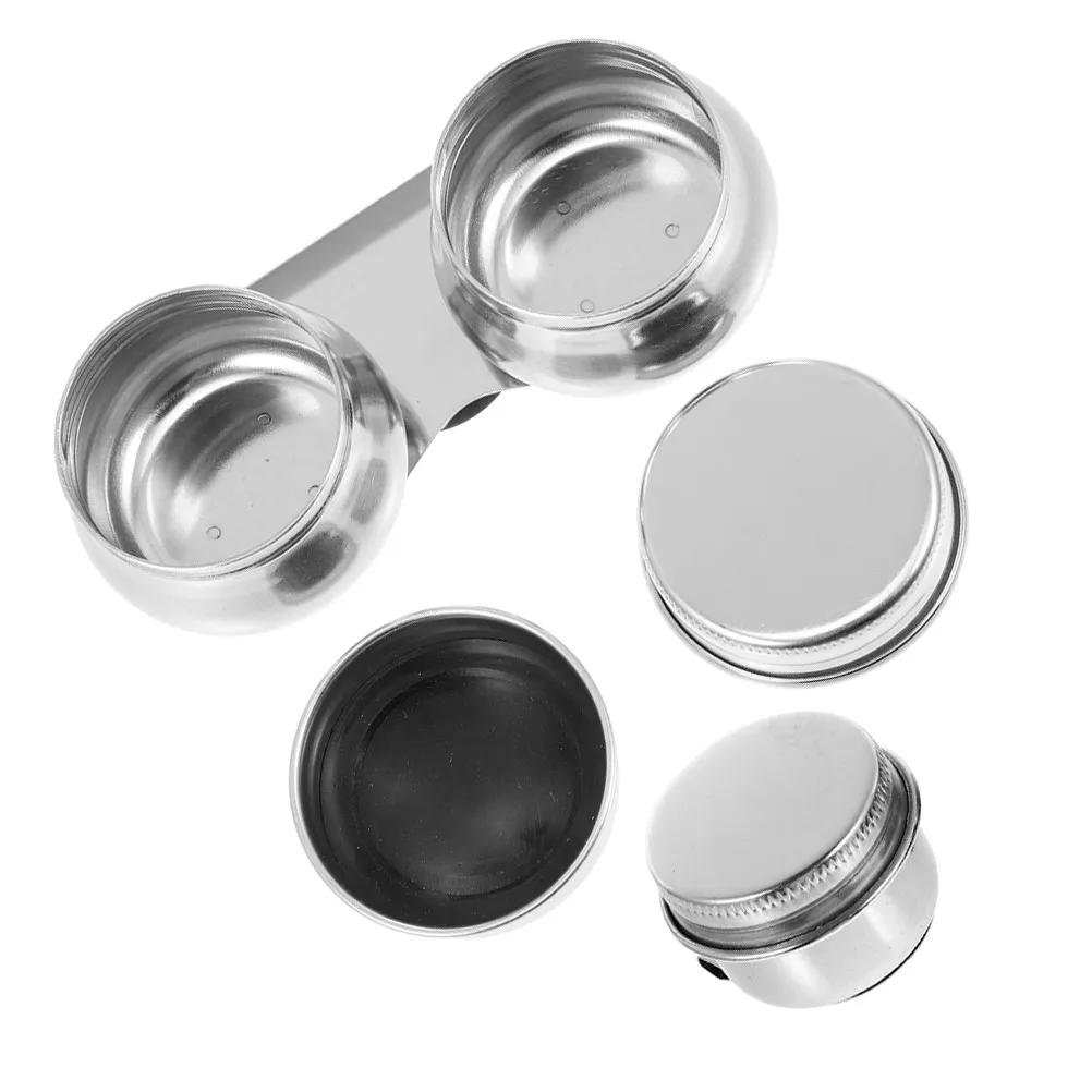 2Pcs Oil Painting Supplies Stainless Steel Paint Brush Pot Mixing Cup with Lid Palette Clip Reusable Painting Accessory Tools