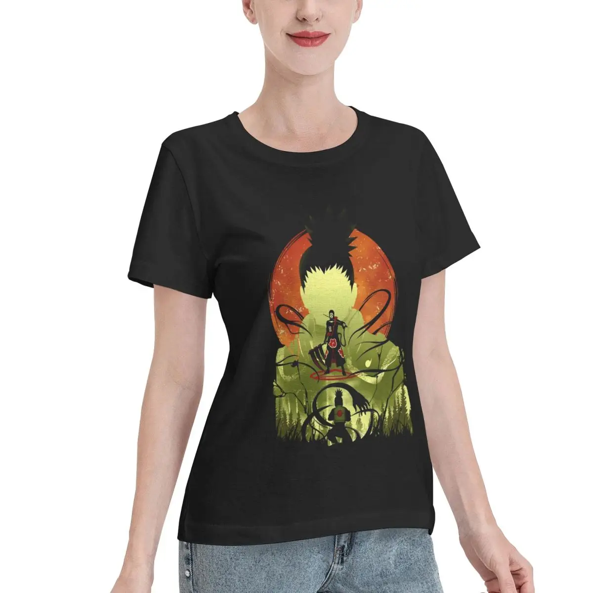 Bargain Price Shikamaru Vs. Hidan Anime Graphic Women's T-shirt Gym Minimalist Tshirt