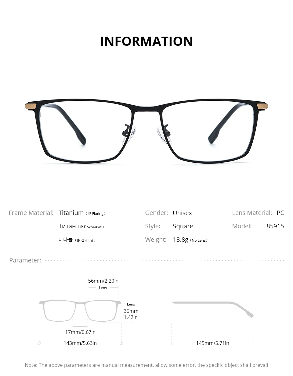 FONEX Titanium Glasses Frame Men Brand Design Square Ultralight Eyeglasses Japanese Ultralight-Weight High Quality Eyewear 85915