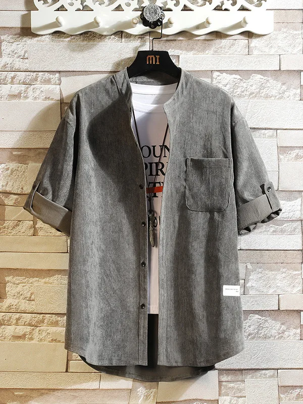 

Men's ort Sve Pure Color Stand Collar Cardigan ket Casual Loose Fit Polyester Spring Summer Faion Open Sweater