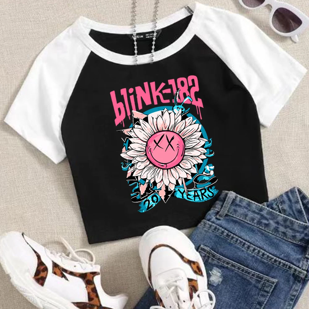 Blink 182 Crop top 20 anni Tour Crop top regalo per Blink 182 Fan Blink 182 Merch o-collo maniche corte Crop top