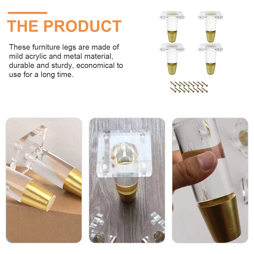 

4 Sets Furniture Legs Feet Replacement Sofa Moisture-resistant Couch for Clear Cabinet Tables Couch Replacement Sofa Accessories