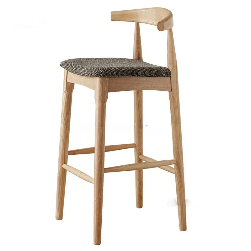 

Minimalist Natural Dining Bar Chair Wood Back High Island Counter Stool Design Luxury Kitchen Taburete Alto Home Furniture