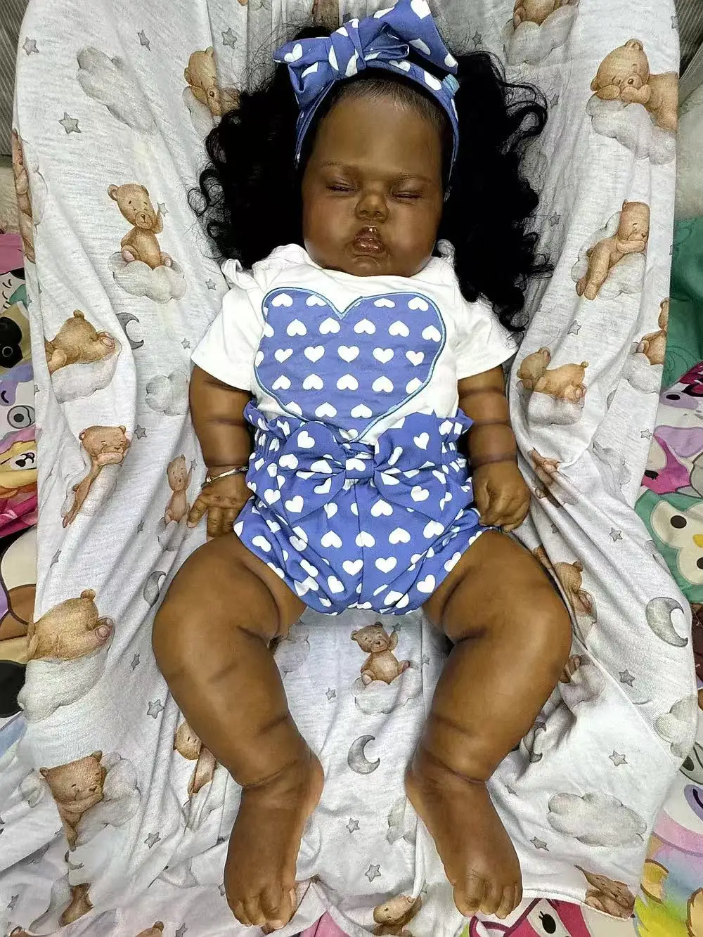 FBBD Customized Limited Supply 25inch Reborn Baby Pickle With Hand-Rooted Hair Dark Skin  Finished Doll With Different Dress