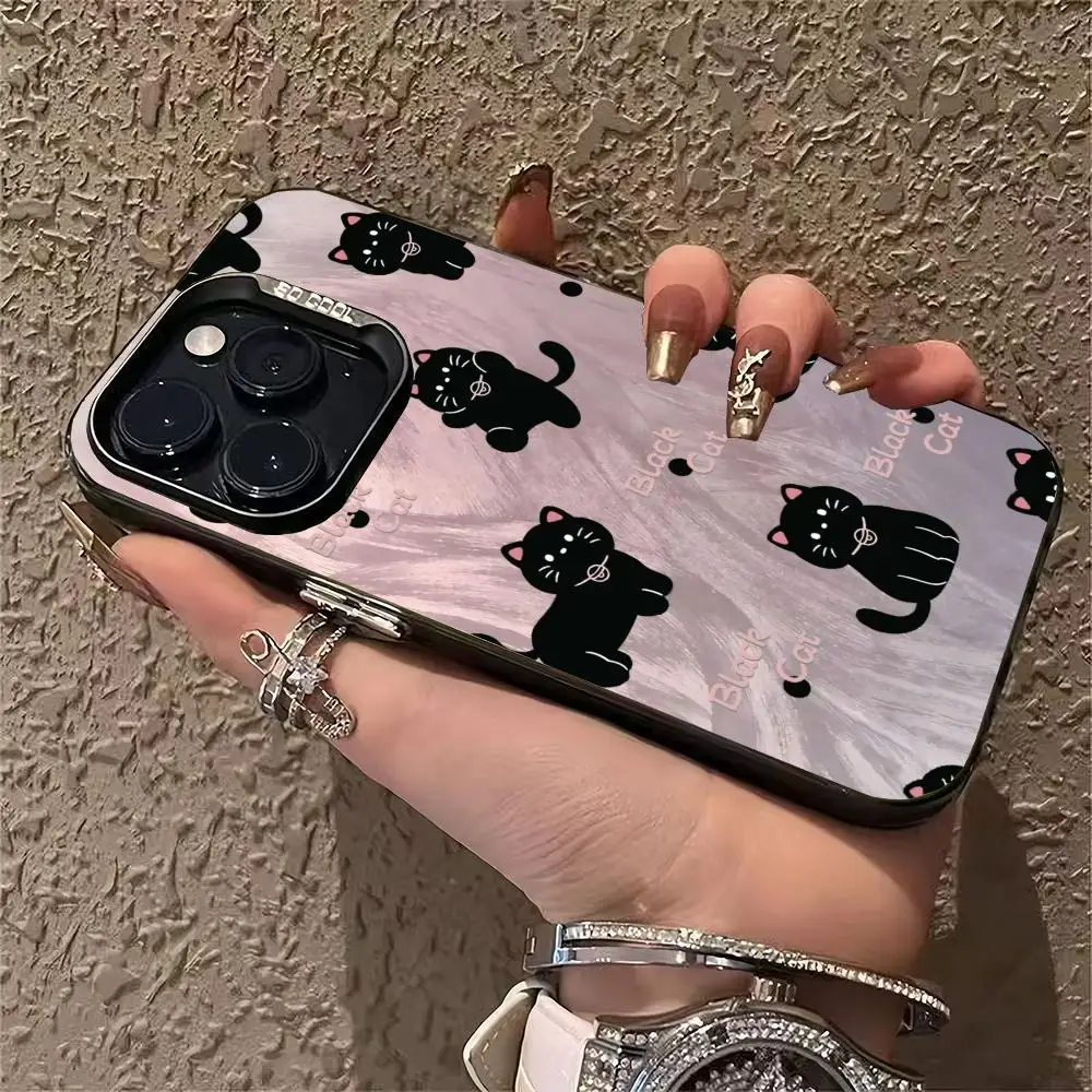 حافظة هاتف بنمط قطة مناسبة لهاتف آيفون 16 17 15 14 13 12 11 Pro/Max/Plus غطاء خلفي مضاد للسقوط ومقاوم للصدمات