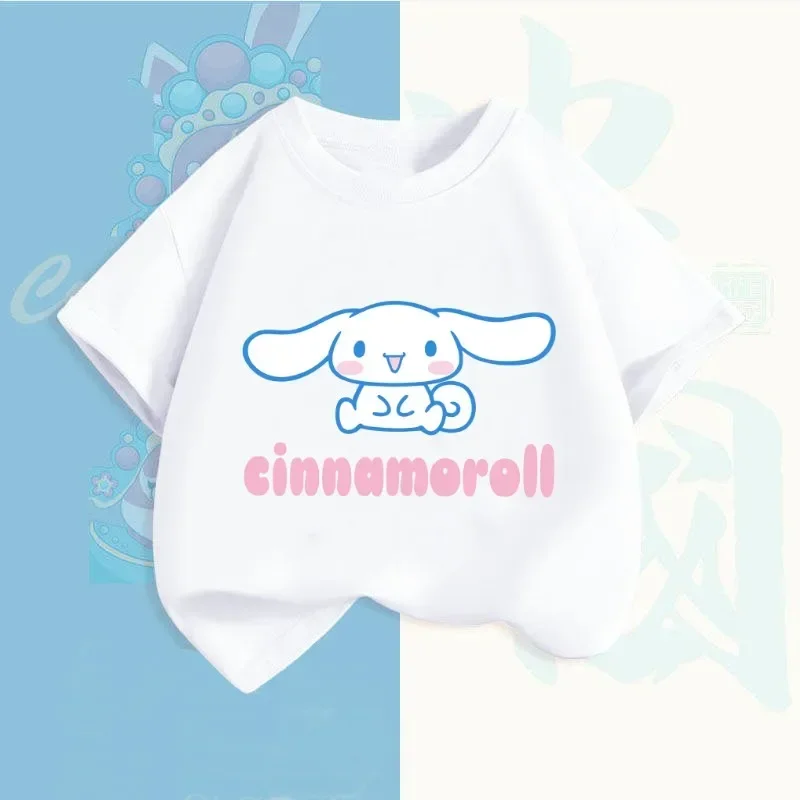 Cinnamoroll T-shirt Girl Child Printed Baby Tees Cotton Short Sleeve Tops Infant Clothes Summer Funny Party Birthday Gift