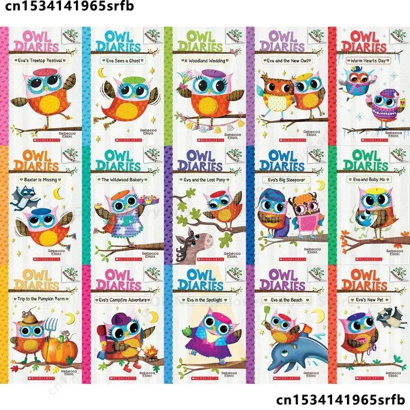 15PCS/Set Owl Diaries English Picture Book Kids Early Education Childhood Learning Writing Diary Girls' Age 6-12 Years