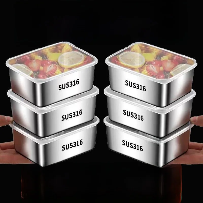 Food Grade Stainless Steel  Keeping Box Rectangular Refrigerator Storage Container for Street Vendors Single Compartment