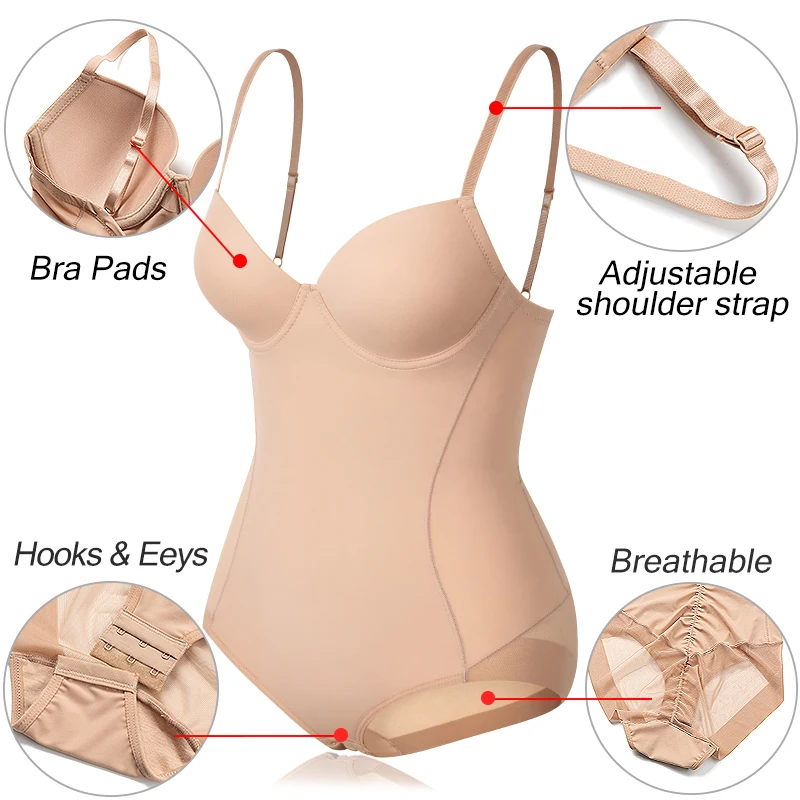 Women's Shapewear Bodysuits Waist Trainer Slim Full Body Shaper Built-In Bra Camisole Tops Tummy Control Slimming Underwear