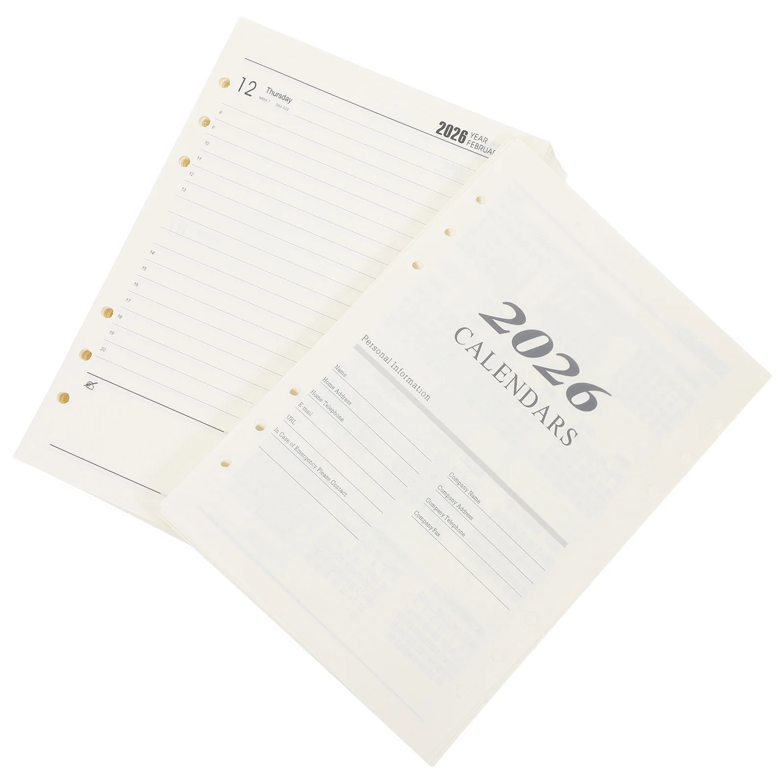

2026 English Monthly Planner Refill Calendar Inserts A5 Size 6-Hole Loose Leaf Paper Inserts Daily Planner Pages