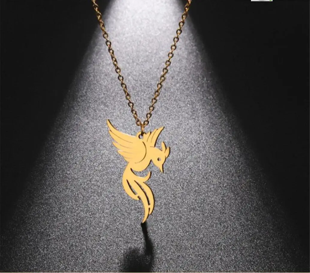 

1PC Stainless Steel Phoenix Fire Bird Necklace Real Gold Plated 18K Color Firebird Pendant Hot Movie Jewelry Men Women F1005