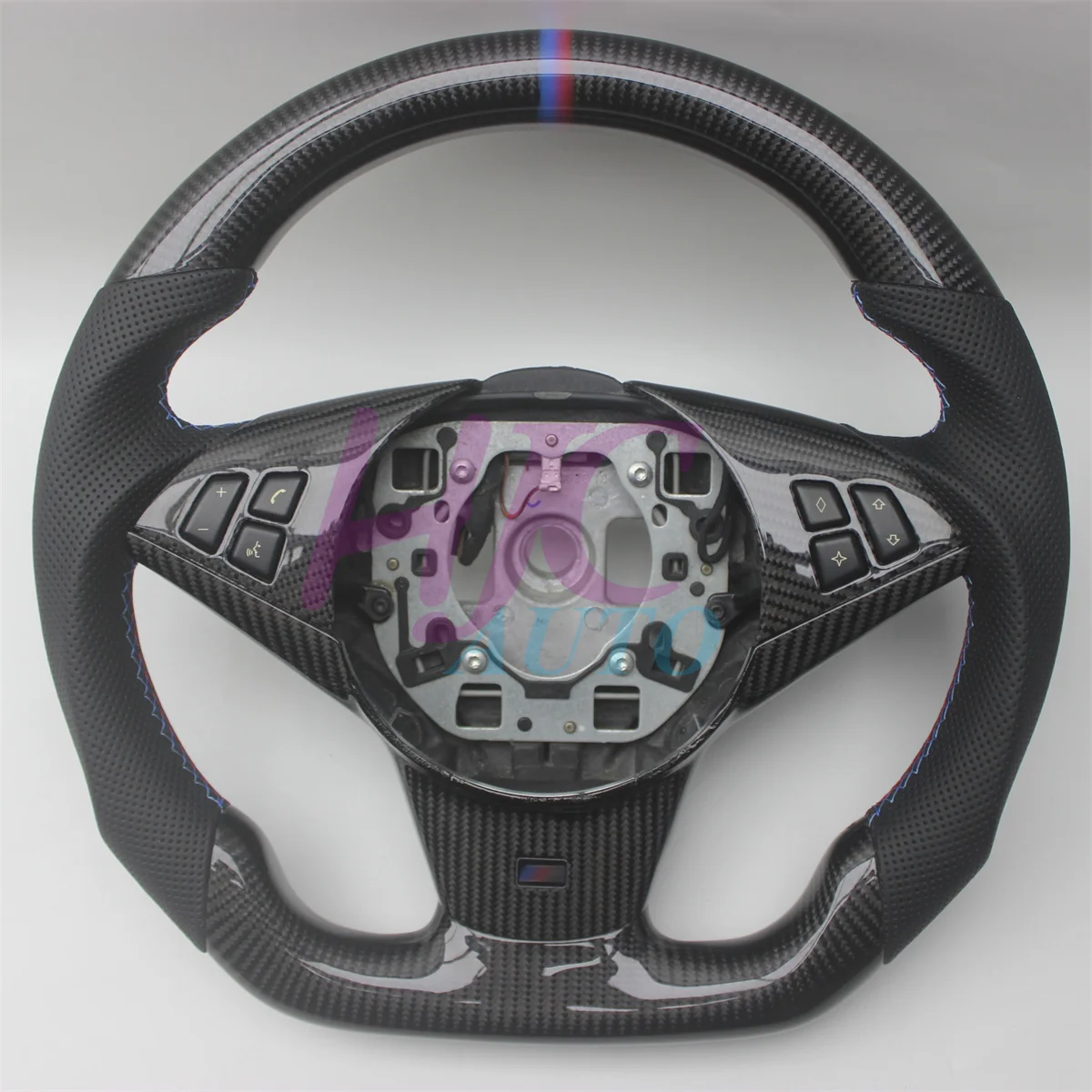 Replacement For BMW E60 E61 M5 E63 E64 M6 Leather Real Carbon Fiber Steering Wheel 2003-2010