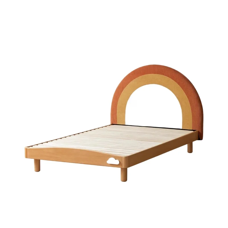 

Solid wood children's bed modern simple girl rainbow princess bed boy single bed