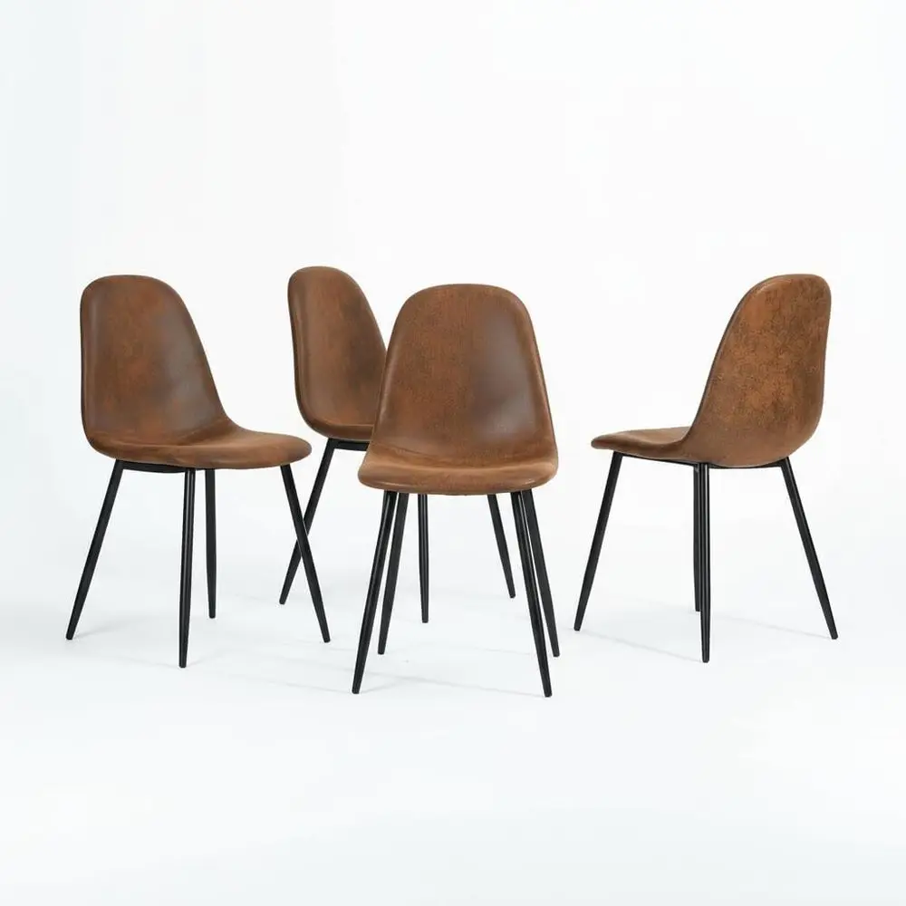 

Upholstered Dining Chairs with Metal Legs, Set of 4, Brown