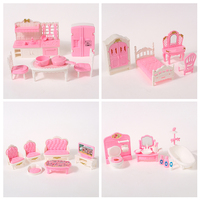 4/7/10/11PCS Dollhouse Miniature Simulation Furniture Set Kitchen Bedroom Living Room Bathroom Cooking Things For Doll House