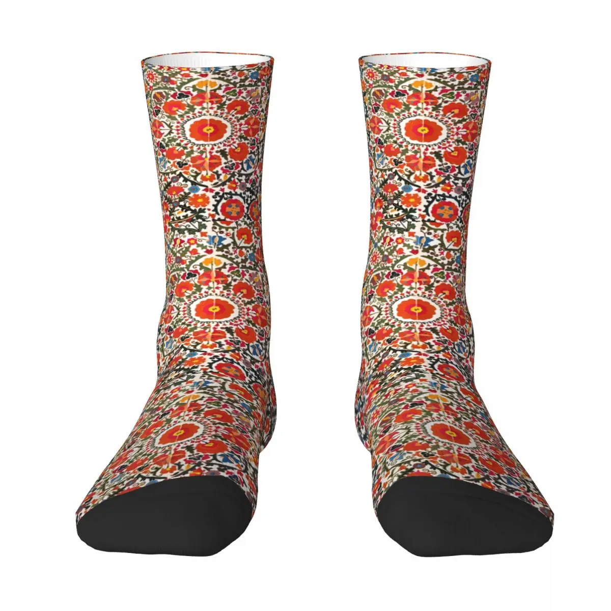 Vintage Bokhara Suzani Antique Uzbekistan Floral Men's Socks Unisex Street Style Seamless Printed Happy Crew Sock Gift