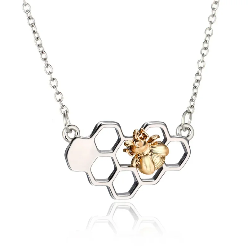 Charm Fashion Silver Color Necklaces For Women Girl Heart Honeycomb Bee Animal Pendant Choker Necklace Jewelry Party Gifts 2024 view 3