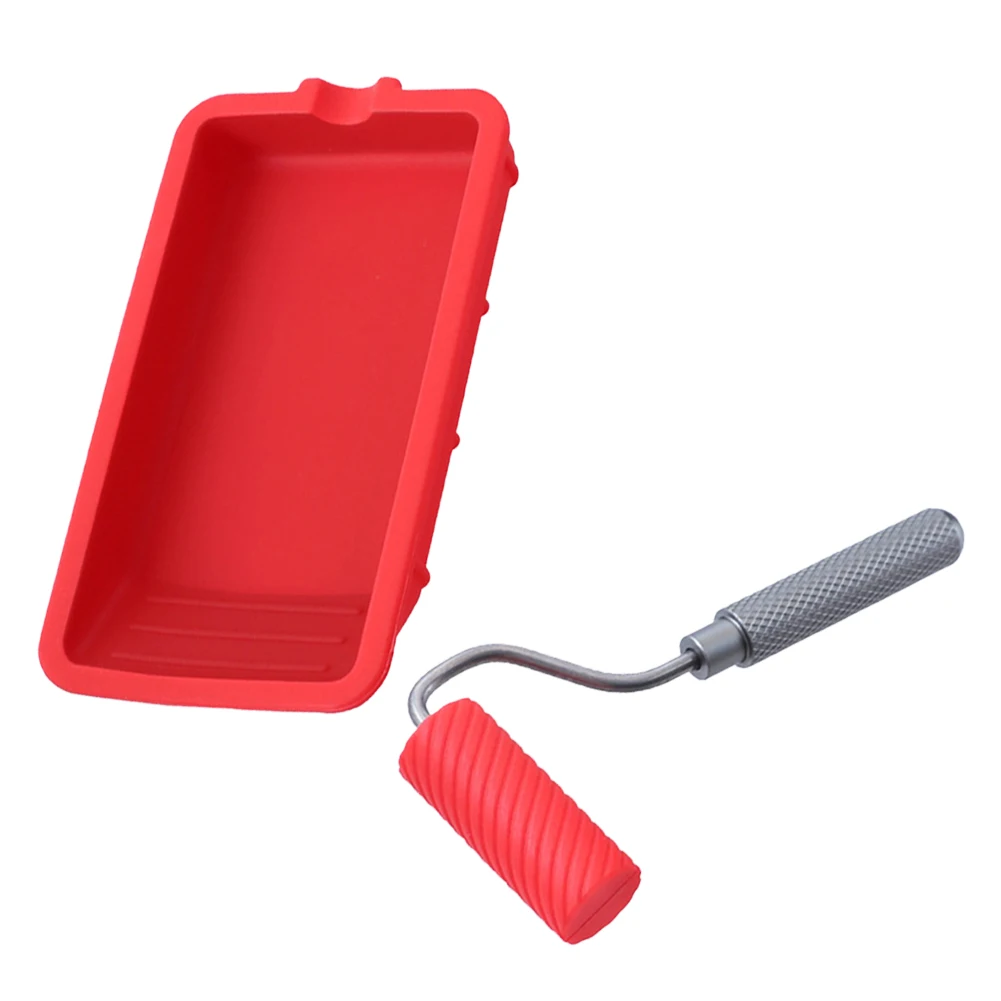 1 Set Paint Tool Tray Silicone Roller Brush Set Silicone Paint Tray Paintwork Tool Paint Container Tray Tool Accessories