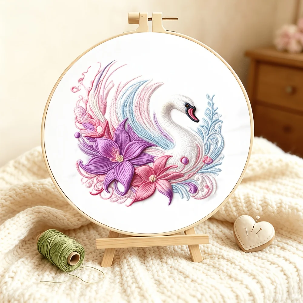 Beginner Friendly DIY Embroidery Kit Preprinted Fabric Embroidery Hoop Thread Needles Handcraft Project Festival Gift