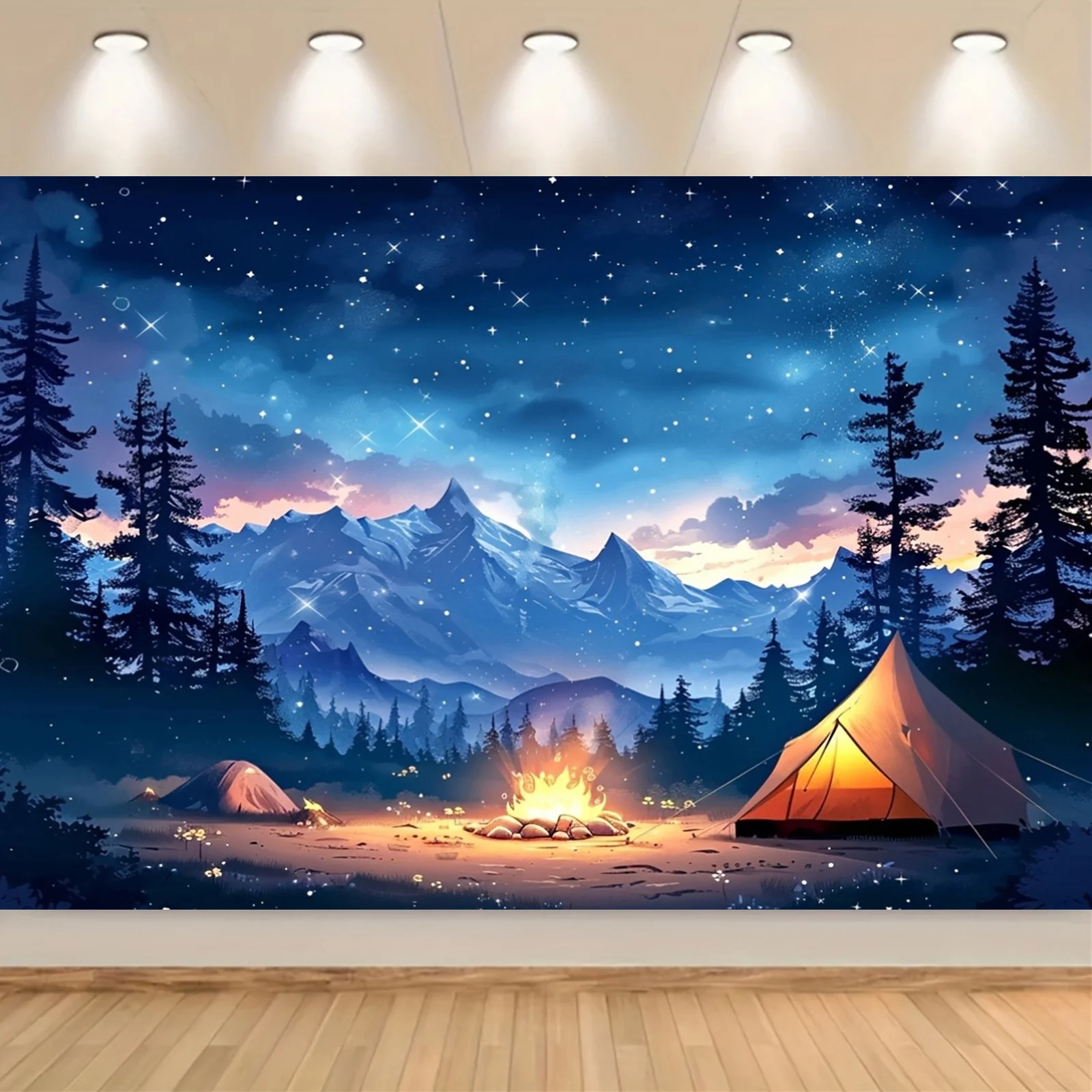 2D Flat, Starry Night Camping - Outdoor Adventure Tent 评论和价格
