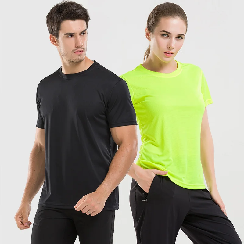 Summer Men Women Outdoors Running Motion Yoga Camping Hiking Trekking Clothes Round Neck Easy Ventilation Sweat Short Sleeve