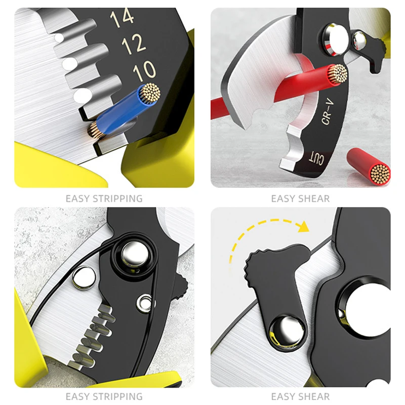 Dual‑Use Wire Stripper & Cable Cutter Non‑Slip TPR Handle for AWG 8‑14 Wire Stripping Cutting Electrical Repair Pliers Hand Tool