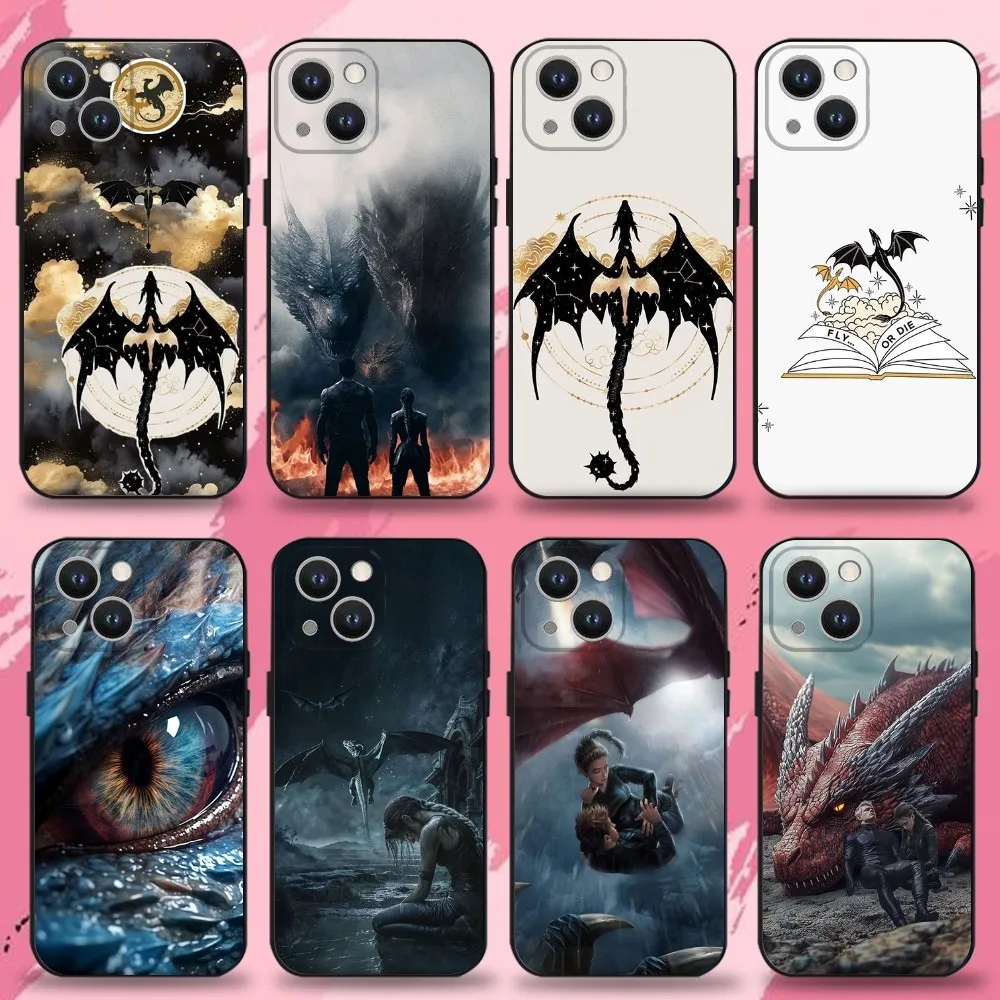 

F-Fourth W-Wing Dragon Phone Case For iPhone 16,15,14,13,12,11 Plus,Pro Max,XS,X,XR,SE,Mini,8,7,Soft Silicone Black Cover