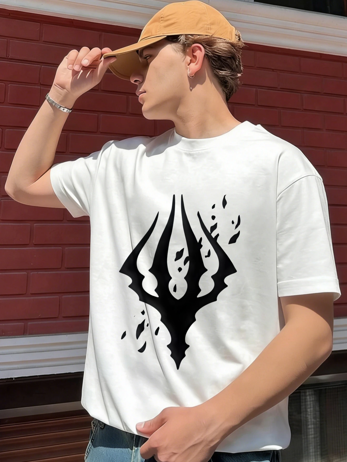 

mens t shirts claw - shaped graphic printed streetwear oversized cotton short sleeve summer casual t shirt for men