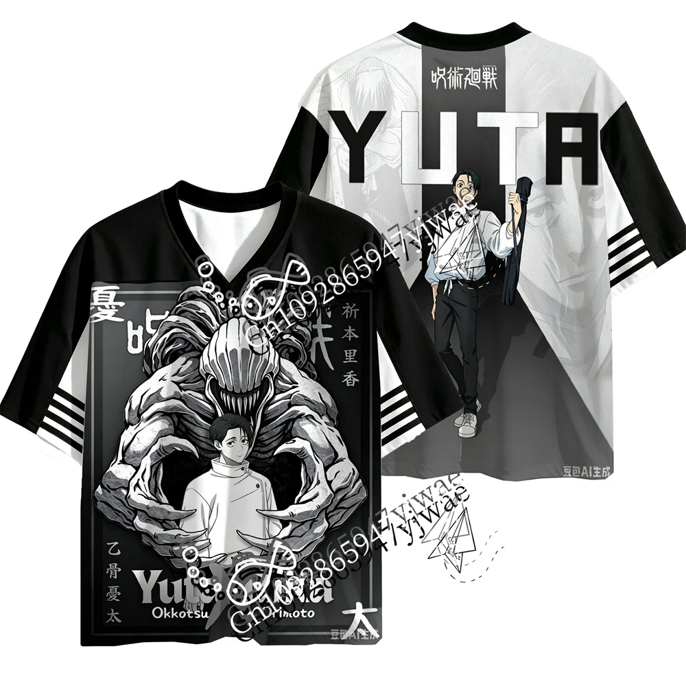 Jujutsu Kaisen Toji Gojo Sukuna Choso 3D-gedrucktes Jersey V-Ausschnitt Modisches Streetwear Anime-Fans T-Shirt Sommer Herren Damen T-Shirts – Detail 5