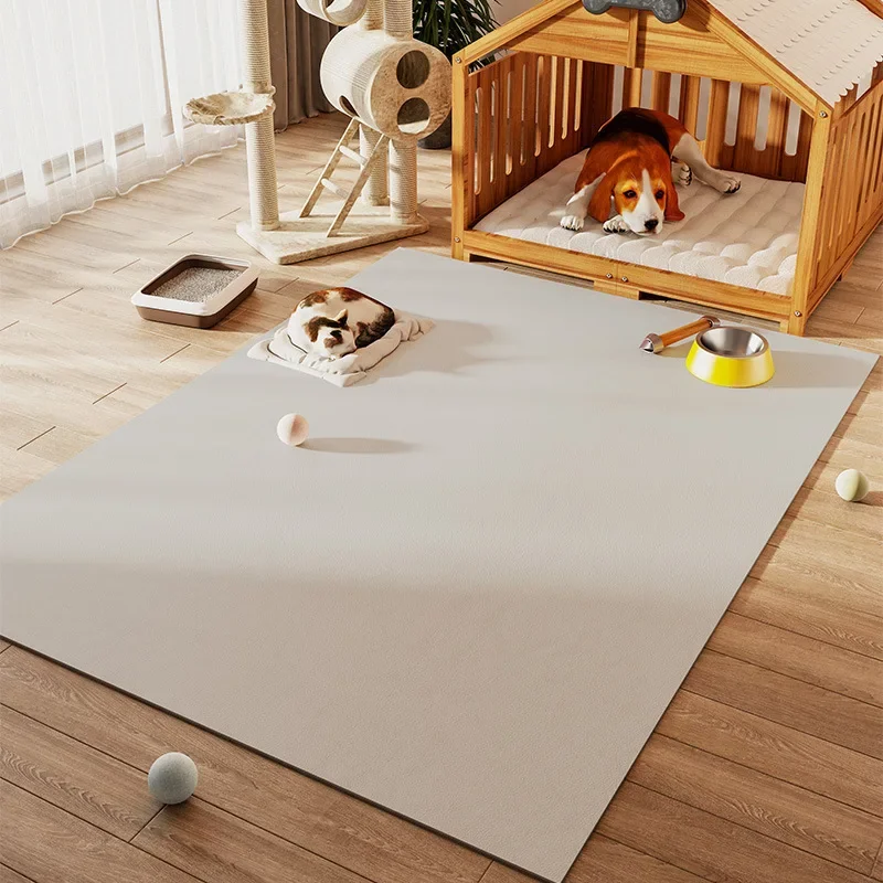 Waterproof Stain Resistant PVC Floor Mat Non-Slip Easy Clean Pet Feeding Mat Solid Color Doormat for Entryway Living Room Pet