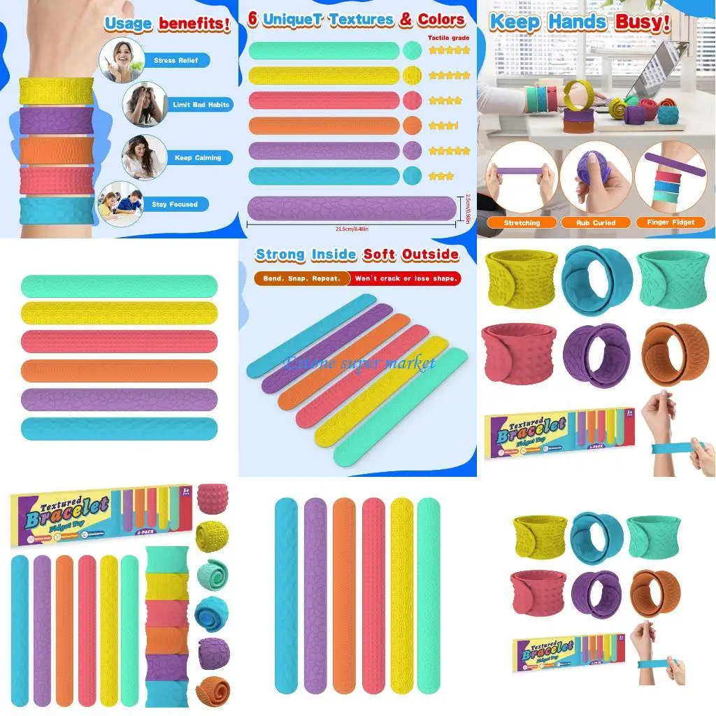 090B Novità Bracciale sensoriale colorato Simulazione Gadget Bracciale attività sensoriale per bambini Esercizio manuale da