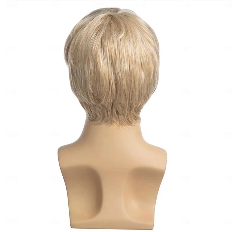 HAIRJOY Mens Wig Short Blonde Wig Short Layered Synthetic Hair for Male Cosplay Anime Halloween Wig