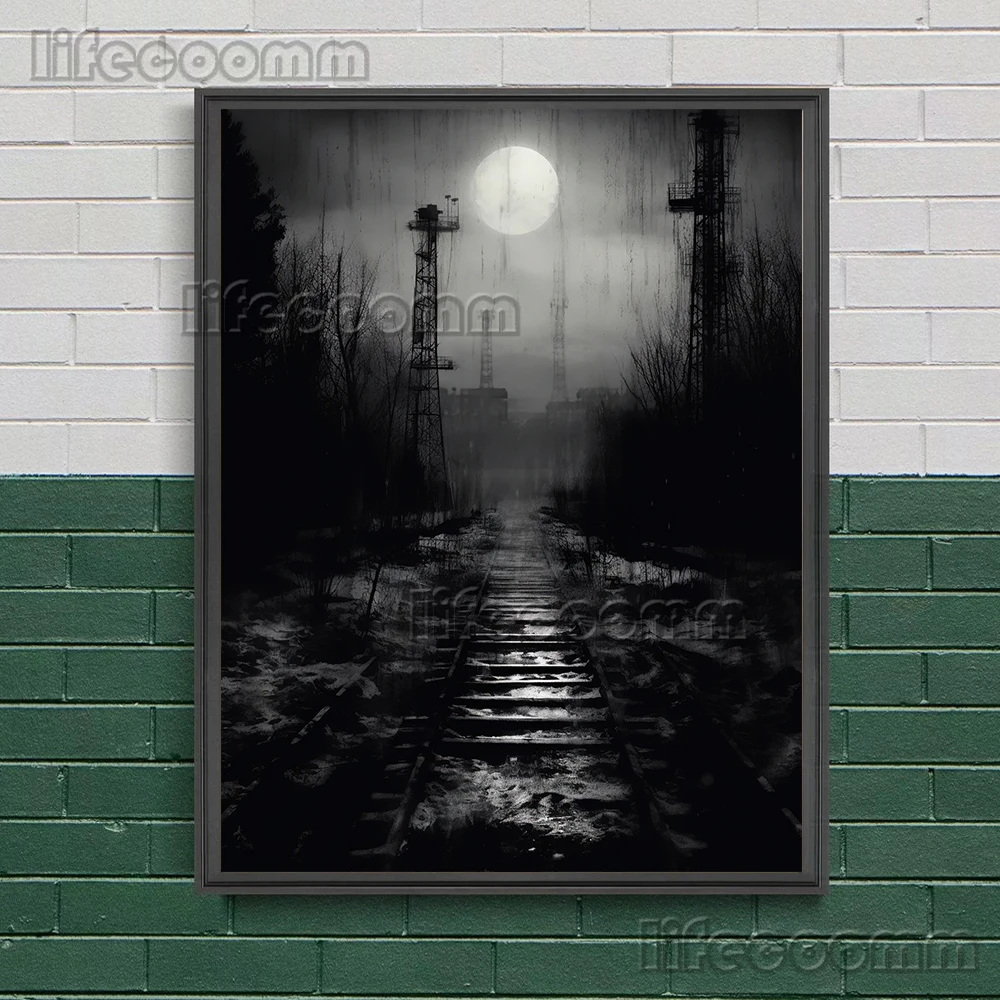 The Terrifying Apocalyptic Scene Generated By Ai,Vintage Wall Art Canvas Print Dilapidated World Gothic Art Poster Print Decor