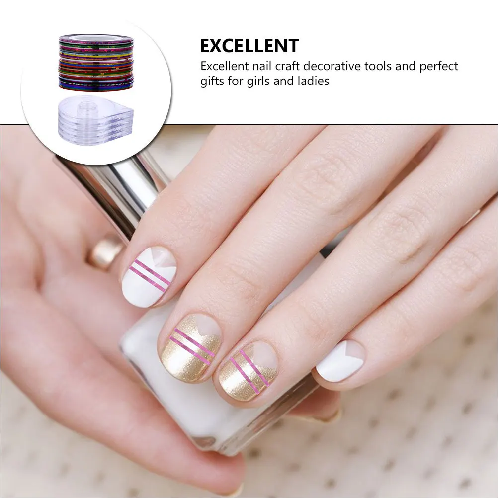 

120Pcs Nail Art Strip Sticker Gold Bright Colors Nail Tape Striping Tape Easy Remove Manicure Accessory Gift