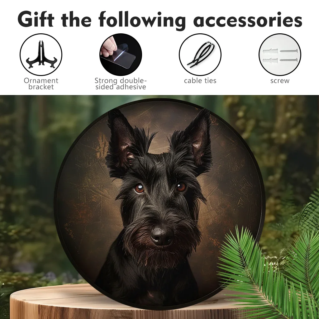 Aluminium logo Animal Relief peint rond guirlande signe dortoir couloir jardin maison Scottish Terrier thème Art Déco