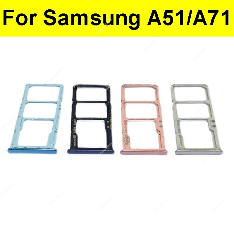 Daul & Single Sim Card Tray For Samsung A51 A515 A515F A71 A715 A715F  SIM Card Slot Card Holder Adapter Socket Parts