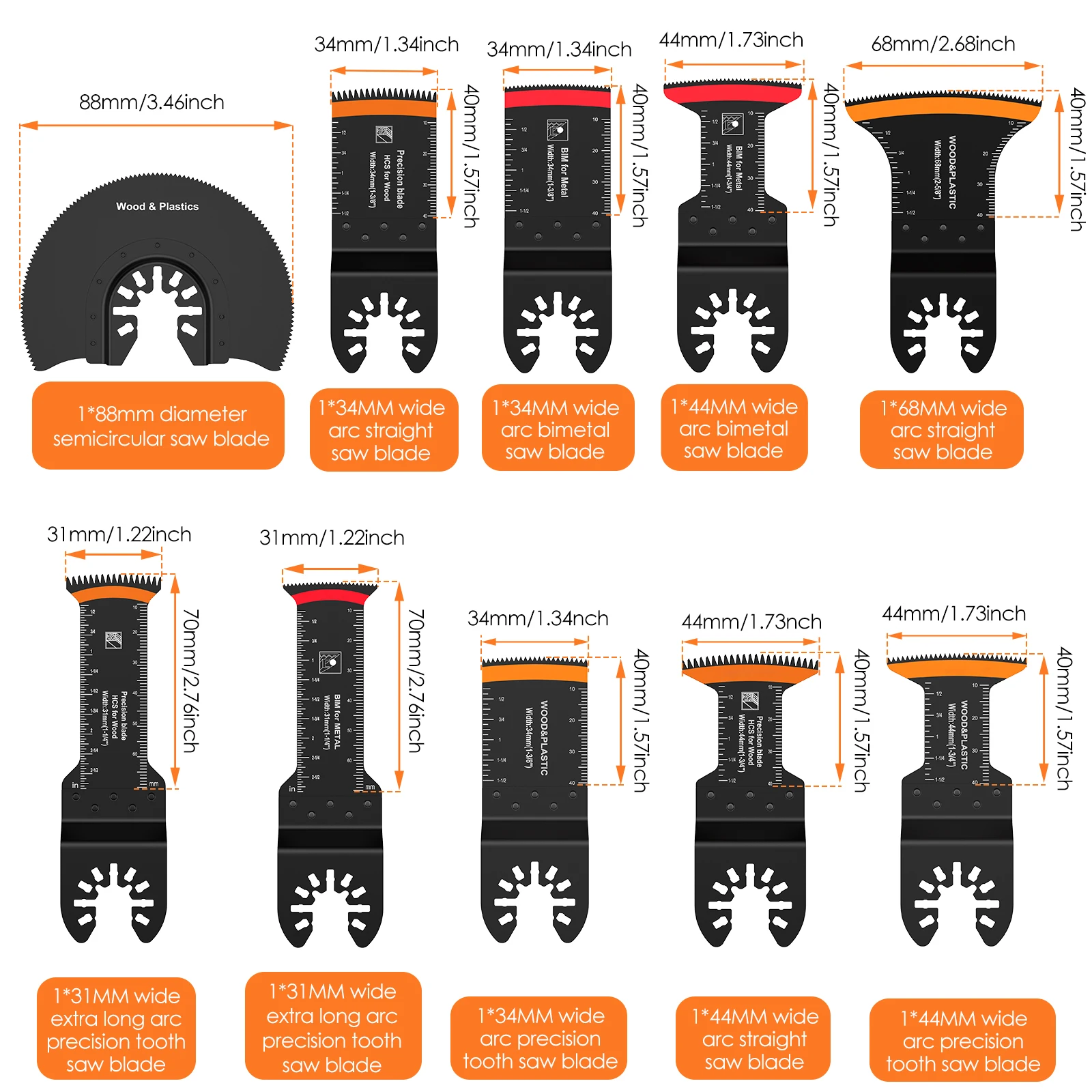 10/20/50 قطعة تتأرجح شفرة المنشار ثنائية المعدن تتأرجح شفرة متعددة المهام قطع دقيقة واسعة قوس مستقيم شفرة المنشار قوس طويل شفرة المنشار